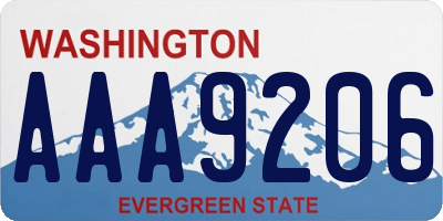 WA license plate AAA9206