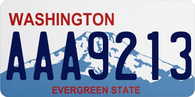 WA license plate AAA9213