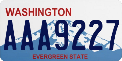 WA license plate AAA9227