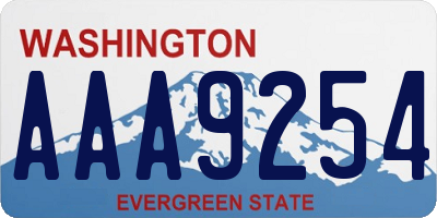 WA license plate AAA9254