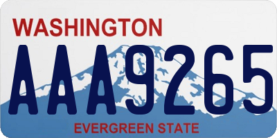 WA license plate AAA9265