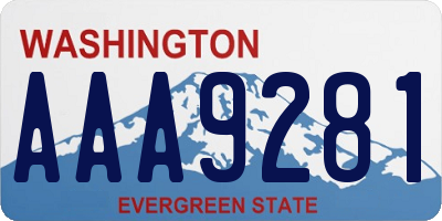 WA license plate AAA9281