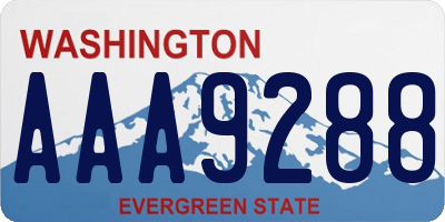WA license plate AAA9288
