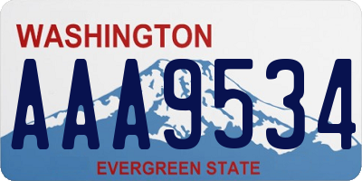 WA license plate AAA9534