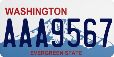 WA license plate AAA9567