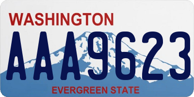 WA license plate AAA9623