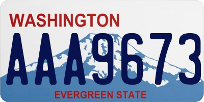 WA license plate AAA9673