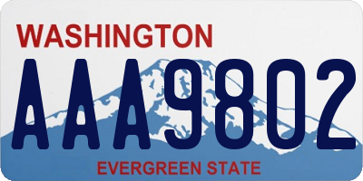 WA license plate AAA9802