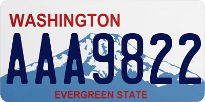 WA license plate AAA9822