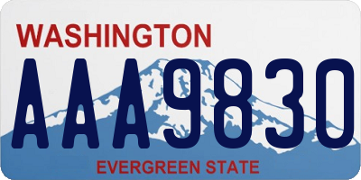 WA license plate AAA9830