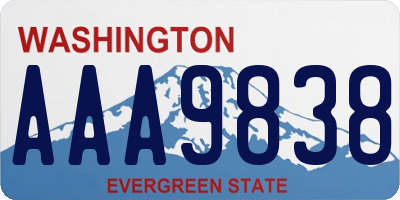 WA license plate AAA9838