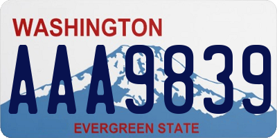 WA license plate AAA9839