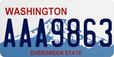 WA license plate AAA9863