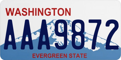 WA license plate AAA9872