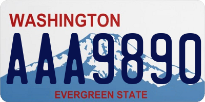 WA license plate AAA9890