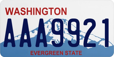 WA license plate AAA9921