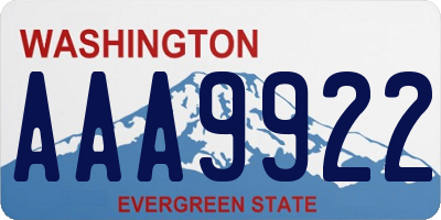 WA license plate AAA9922