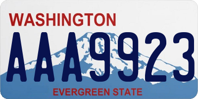 WA license plate AAA9923