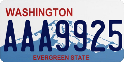 WA license plate AAA9925