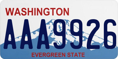 WA license plate AAA9926