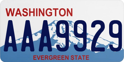 WA license plate AAA9929