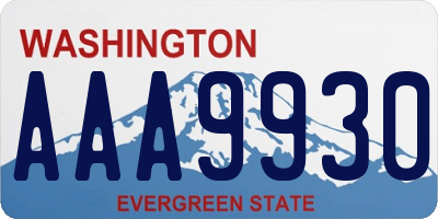 WA license plate AAA9930