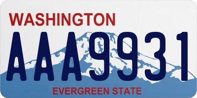 WA license plate AAA9931