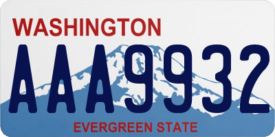 WA license plate AAA9932