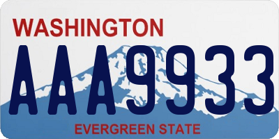 WA license plate AAA9933