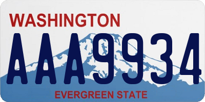 WA license plate AAA9934