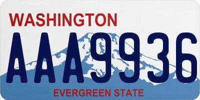 WA license plate AAA9936