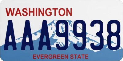 WA license plate AAA9938