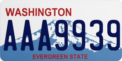 WA license plate AAA9939