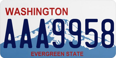 WA license plate AAA9958