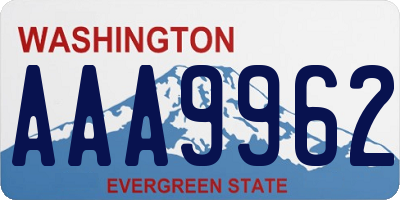 WA license plate AAA9962