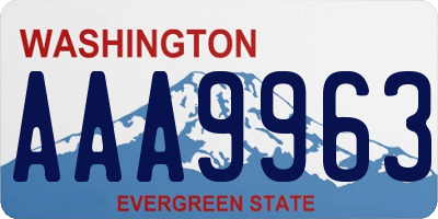 WA license plate AAA9963