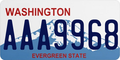 WA license plate AAA9968