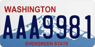 WA license plate AAA9981