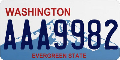 WA license plate AAA9982