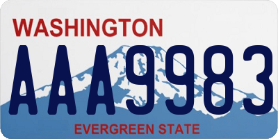 WA license plate AAA9983