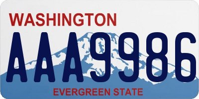 WA license plate AAA9986