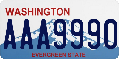 WA license plate AAA9990