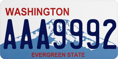 WA license plate AAA9992