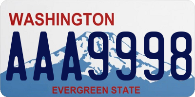 WA license plate AAA9998