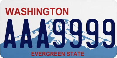 WA license plate AAA9999