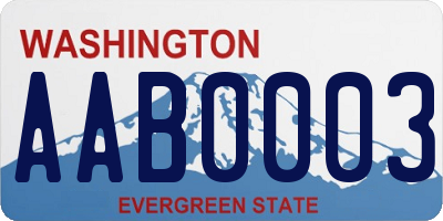 WA license plate AAB0003