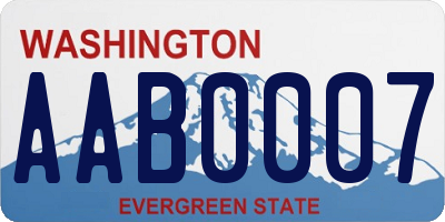 WA license plate AAB0007