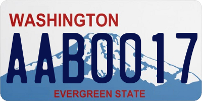 WA license plate AAB0017