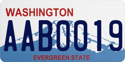 WA license plate AAB0019