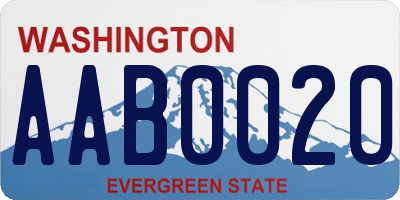 WA license plate AAB0020